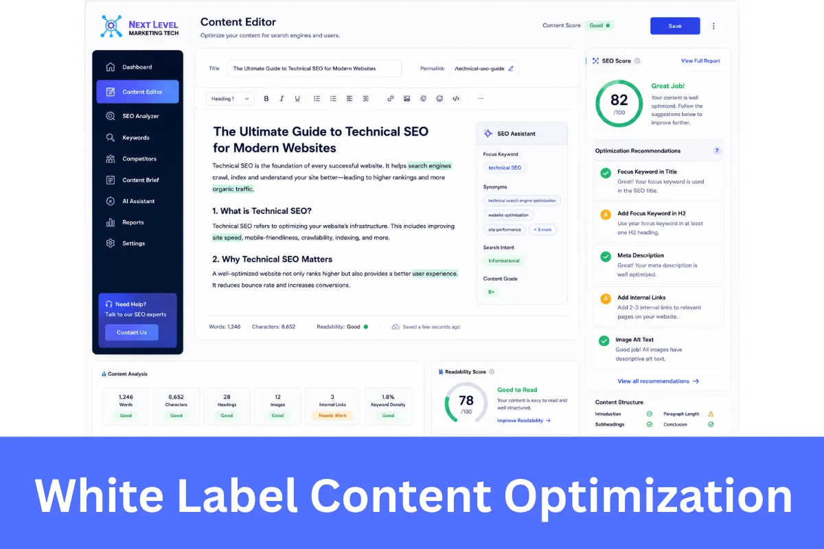 White Label Content Optimization helping agencies improve existing content performance